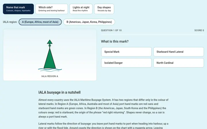 Preview of the Buoyage & Day Shapes tool