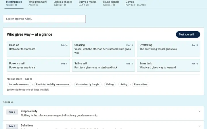 Preview of the COLREGs Trainer tool
