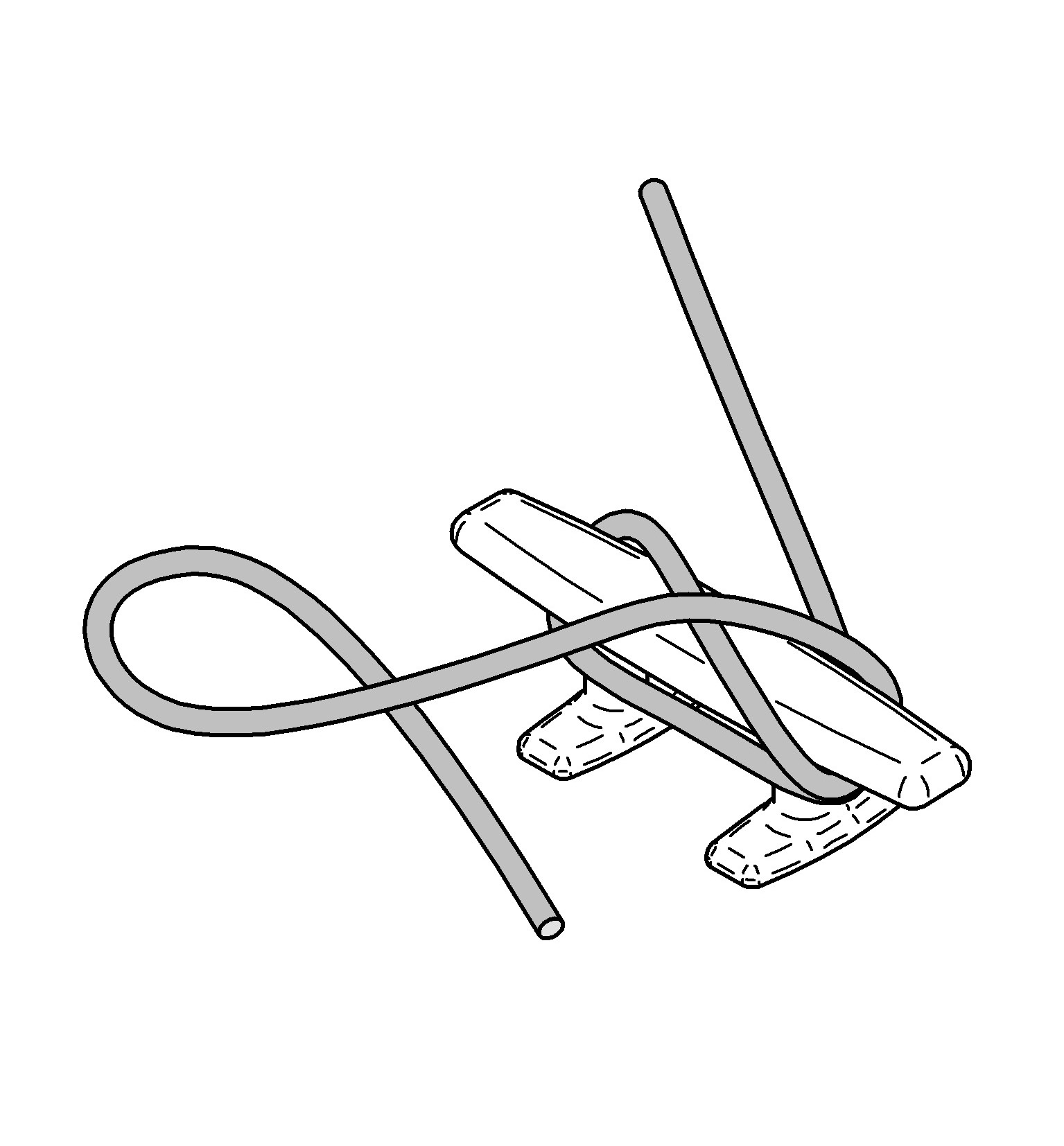 Diagram of the loop being placed over the cleat horn
