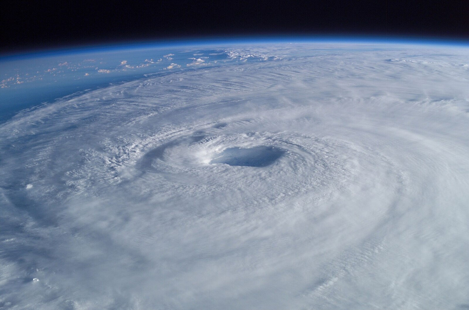 Hurricane Isabel seen from the International Space Station, showing the eye and spiral cloud bands