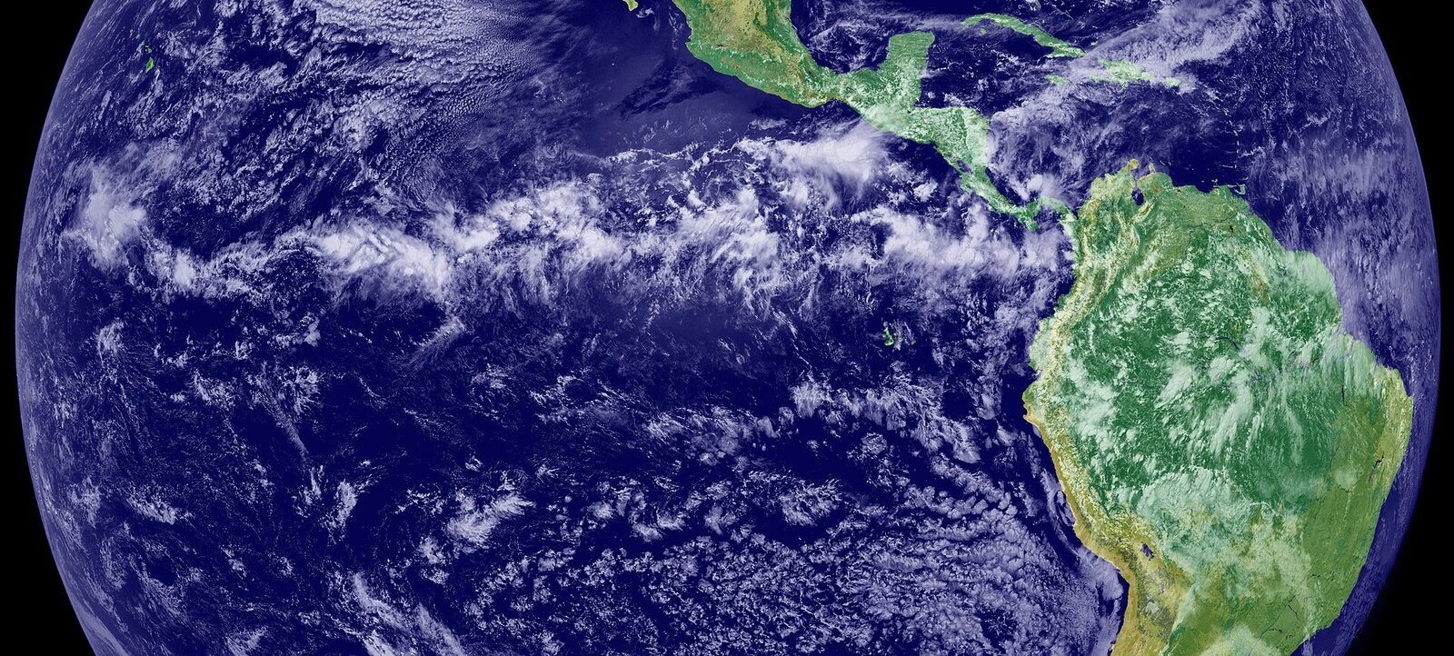 NASA satellite view of the ITCZ as a band of convective cloud around the Earth
